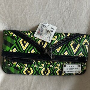 L.A.M.B. Geometric Green and Yellow Clutch